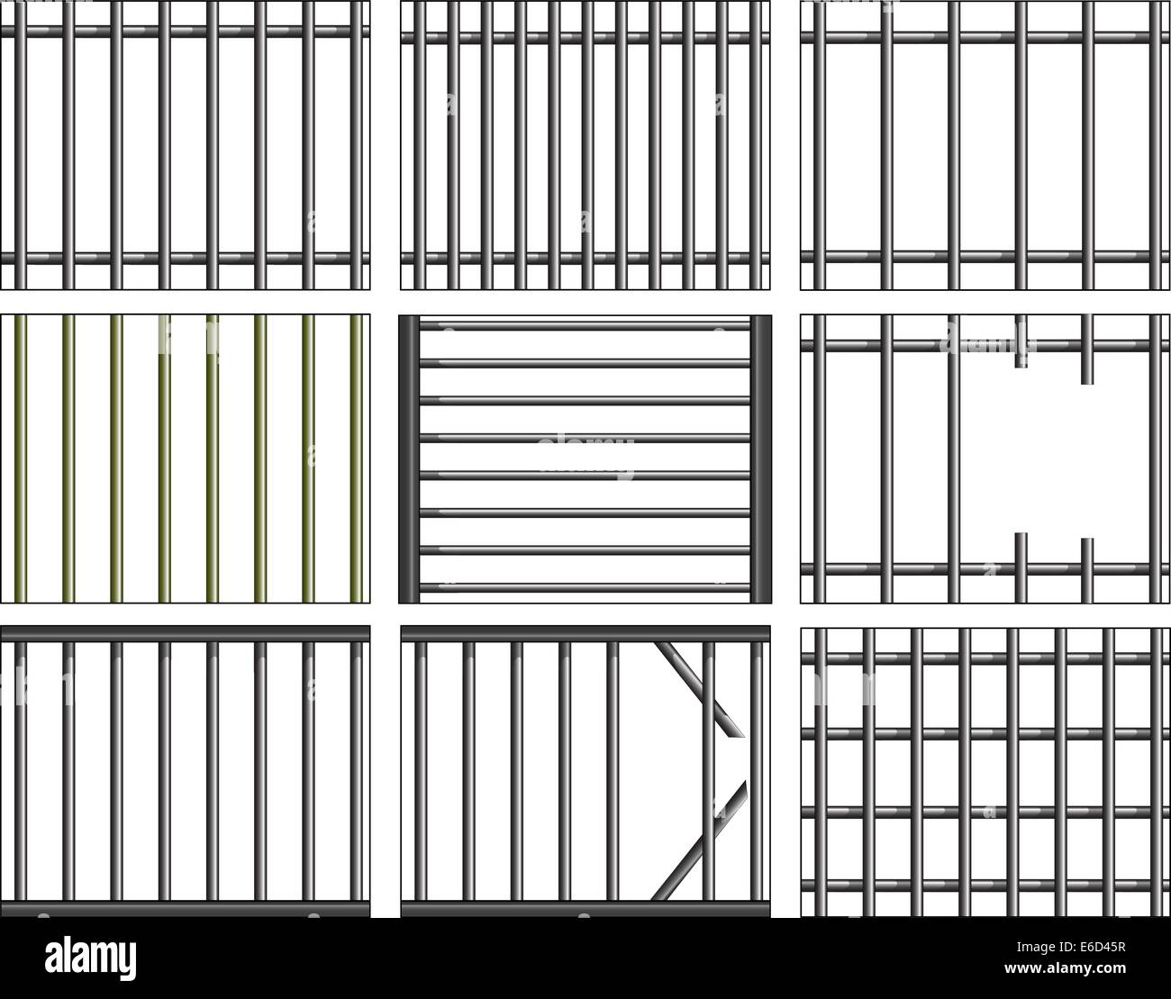 Vari disegni vettoriali di prigione bar e grigliate Illustrazione Vettoriale