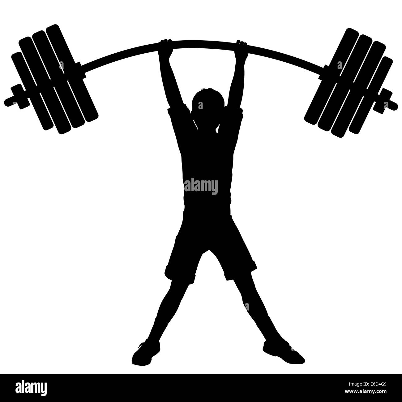 Vettore modificabile silhouette di un ragazzo di sollevamento pesi pesanti Illustrazione Vettoriale