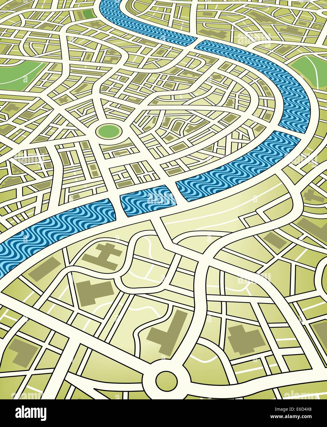Modificabile illustrazione vettoriale di un anonimo mappa stradale da una prospettiva angolata Illustrazione Vettoriale