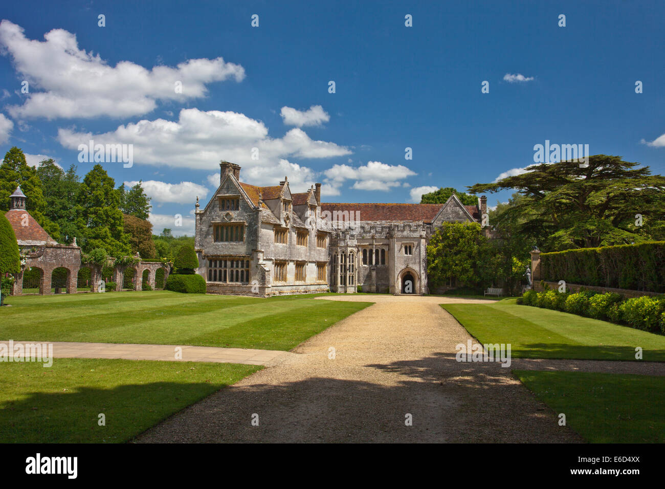 Il fronte sud e ala ovest della casa Athelhampton, Dorset, England, Regno Unito Foto Stock