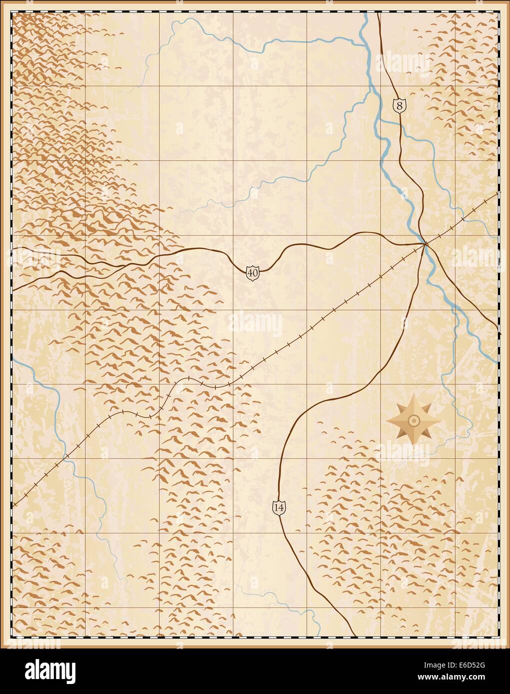 Modificabile illustrazione vettoriale di un vecchio generico mappa con i nomi di n. Illustrazione Vettoriale