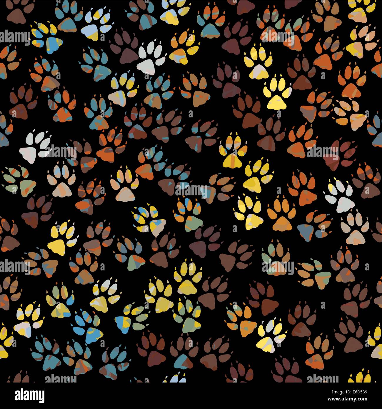 Vettoriale modificabile piastrella senza soluzione di continuità di colorati zampa del cane di stampe Illustrazione Vettoriale