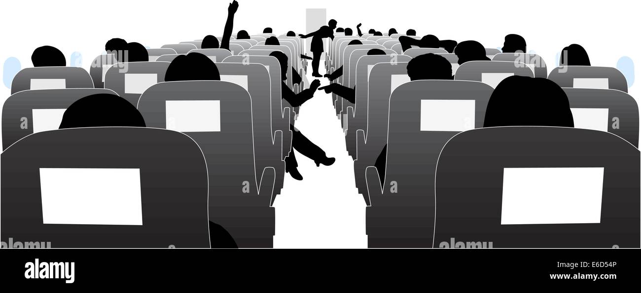 Modificabile illustrazione vettoriale di passeggeri a bordo di un aereo Illustrazione Vettoriale