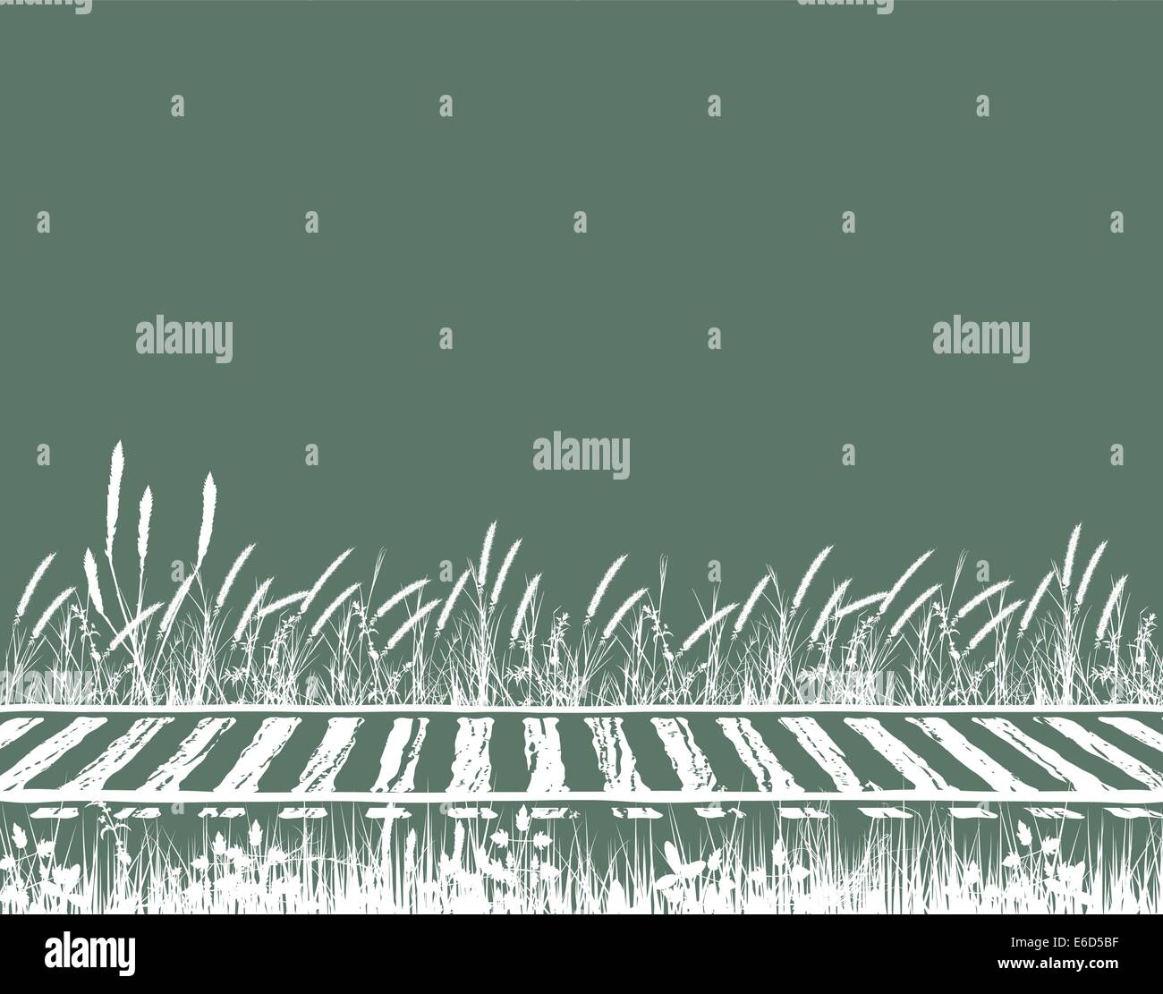Modificabile illustrazione vettoriale di erbosi di binari ferroviari Illustrazione Vettoriale