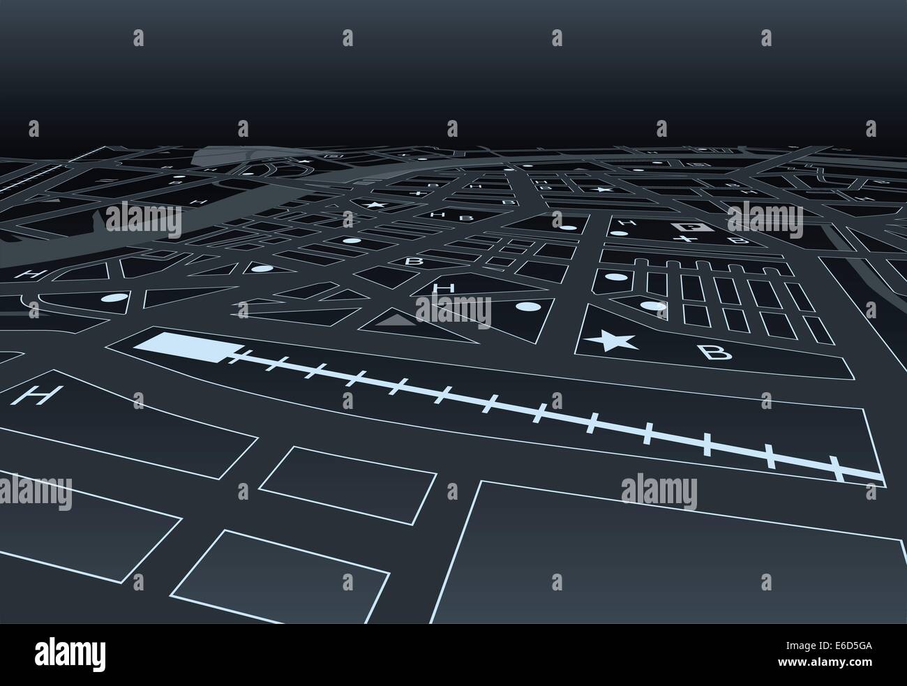 Streetmap vettoriale di una generica città di notte Illustrazione Vettoriale