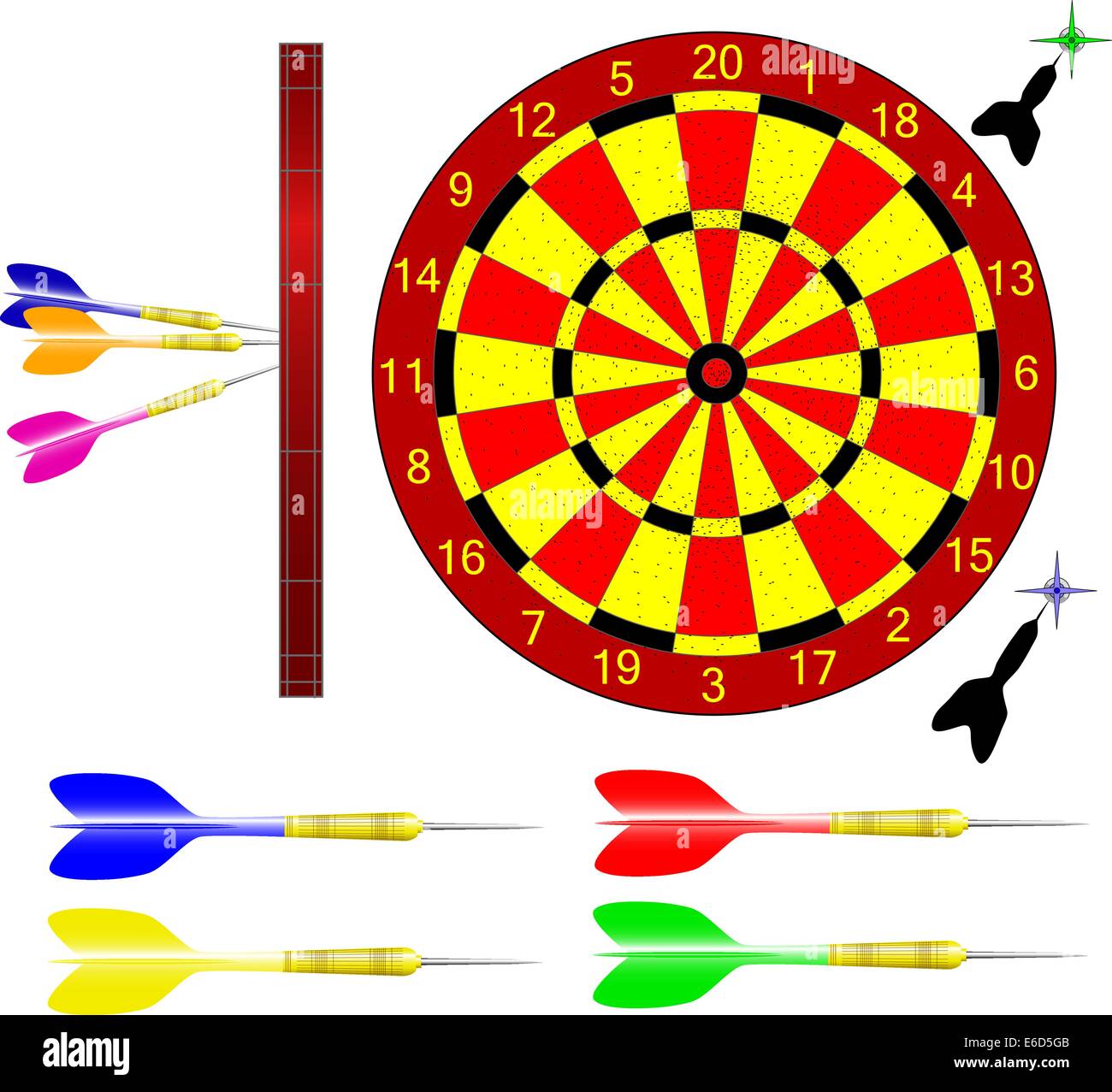 Illustrazione Vettoriale di freccette e dartboard Illustrazione Vettoriale