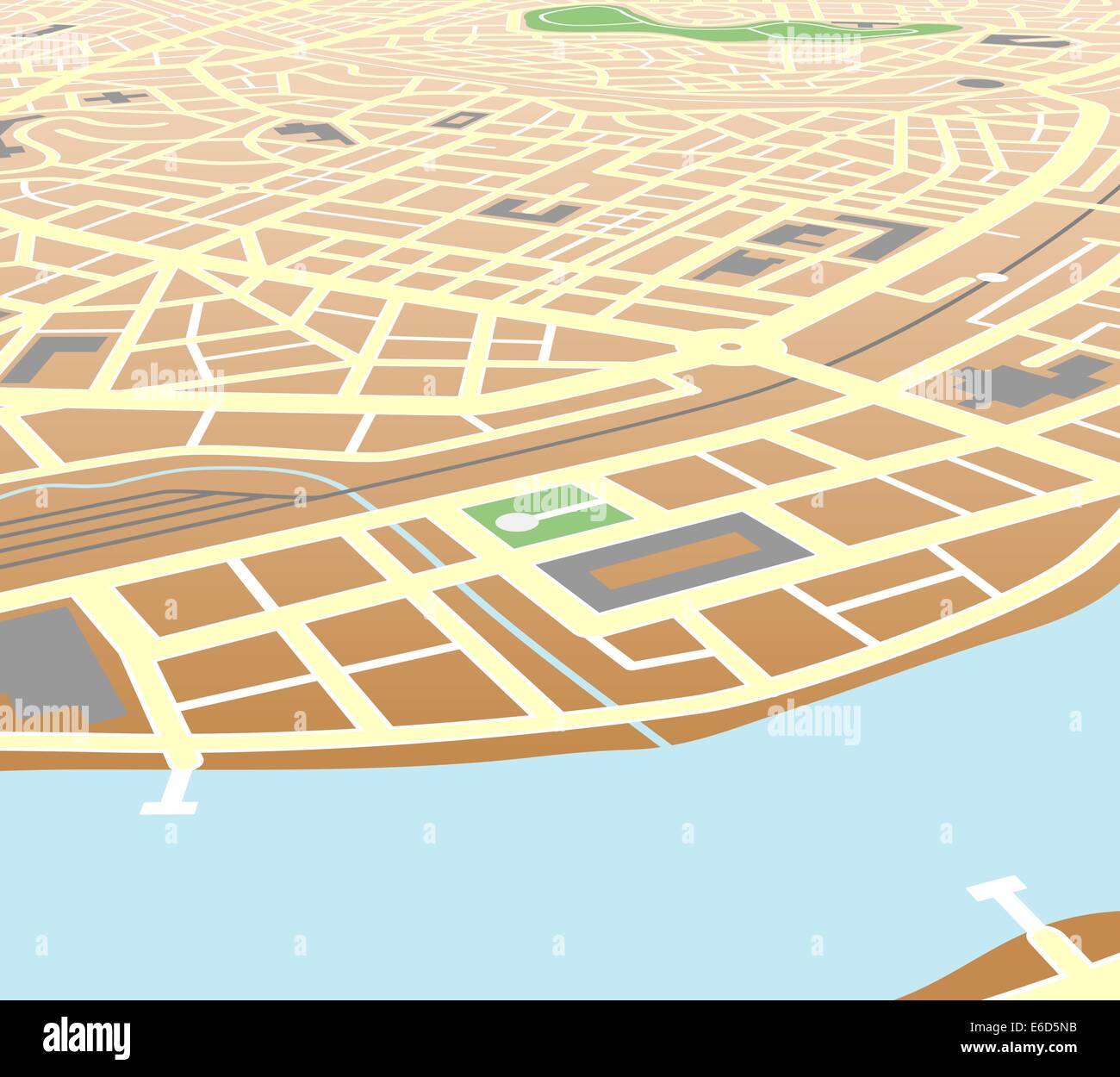 Modificabile mappa vettoriale di una generica città a una prospettiva angolata Illustrazione Vettoriale