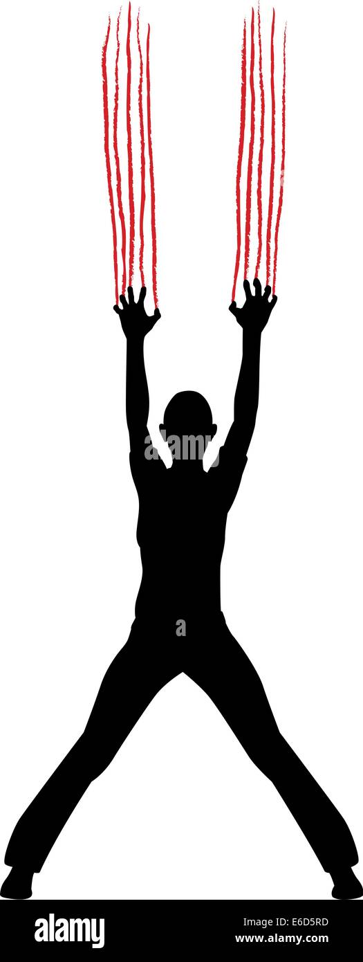 Vettore modificabile silhouette di donna lasciando lungo graffio marchi con entrambe le mani Illustrazione Vettoriale