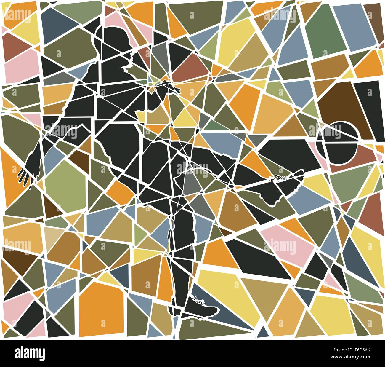 Vettore modificabile colorato mosaico pattern di un uomo di calcio di un calcio Illustrazione Vettoriale