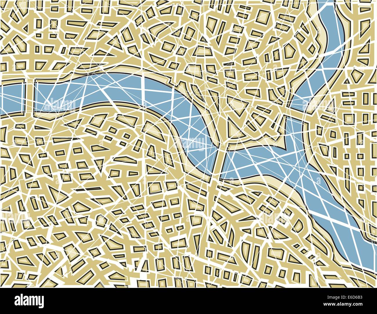 Modificabile illustrazione vettoriale di una generica mappa stradale con nessun nome come un mosaico rotto Illustrazione Vettoriale