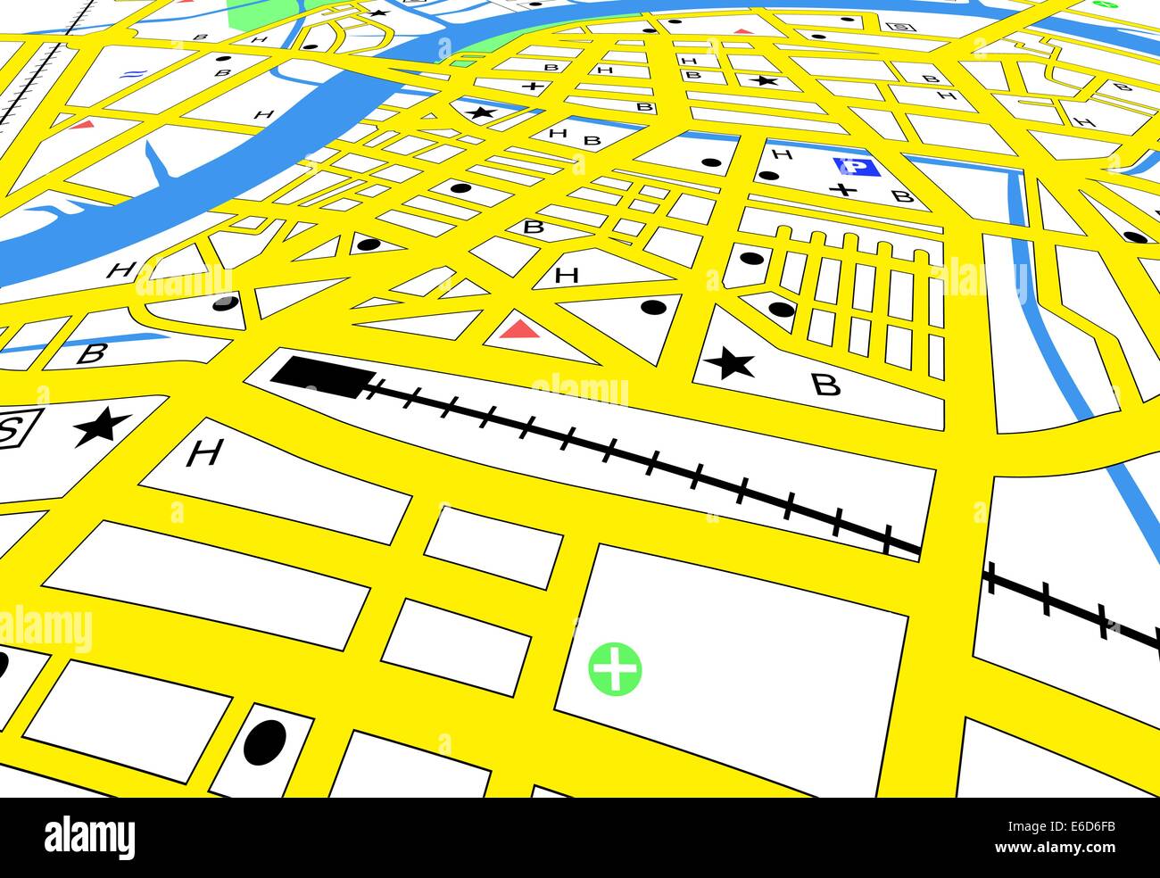 Modificabile streetmap vettoriale di una generica città con i nomi di n. Illustrazione Vettoriale