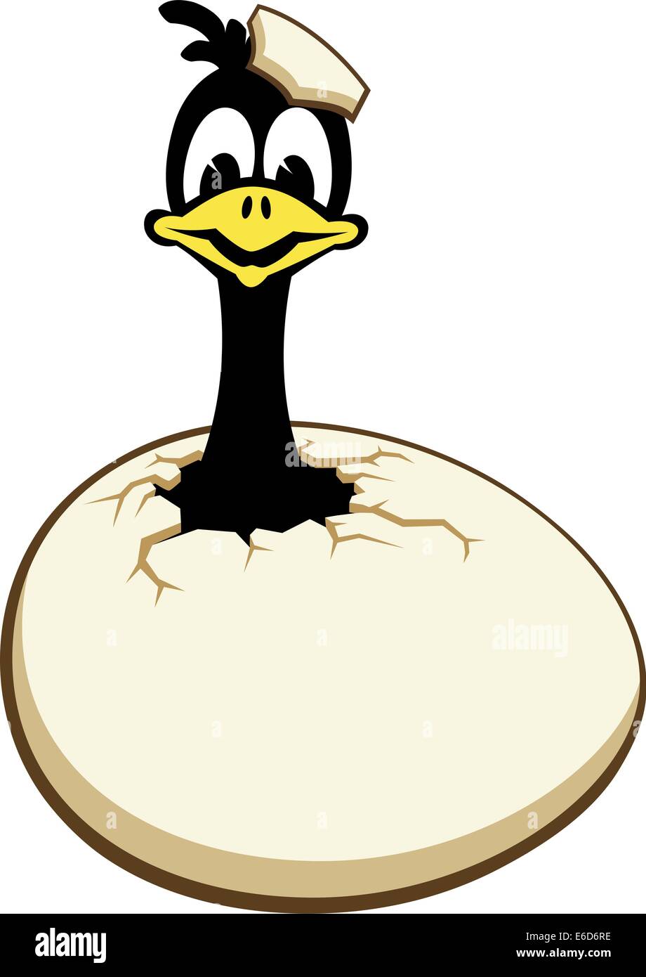 Modificabile illustrazione vettoriale di un cartone animato di pulcino da cova un uovo Illustrazione Vettoriale