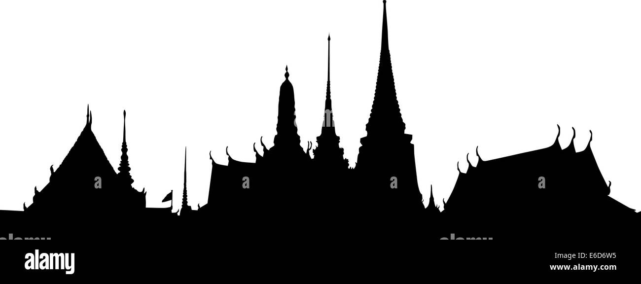 Profilo di vettore silhouette di un tempio thailandese Illustrazione Vettoriale