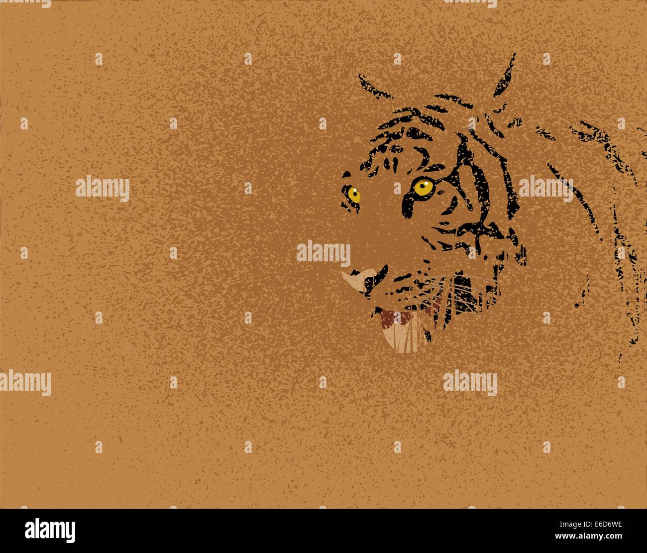 Modificabile illustrazione vettoriale di una tigre e grunge Illustrazione Vettoriale