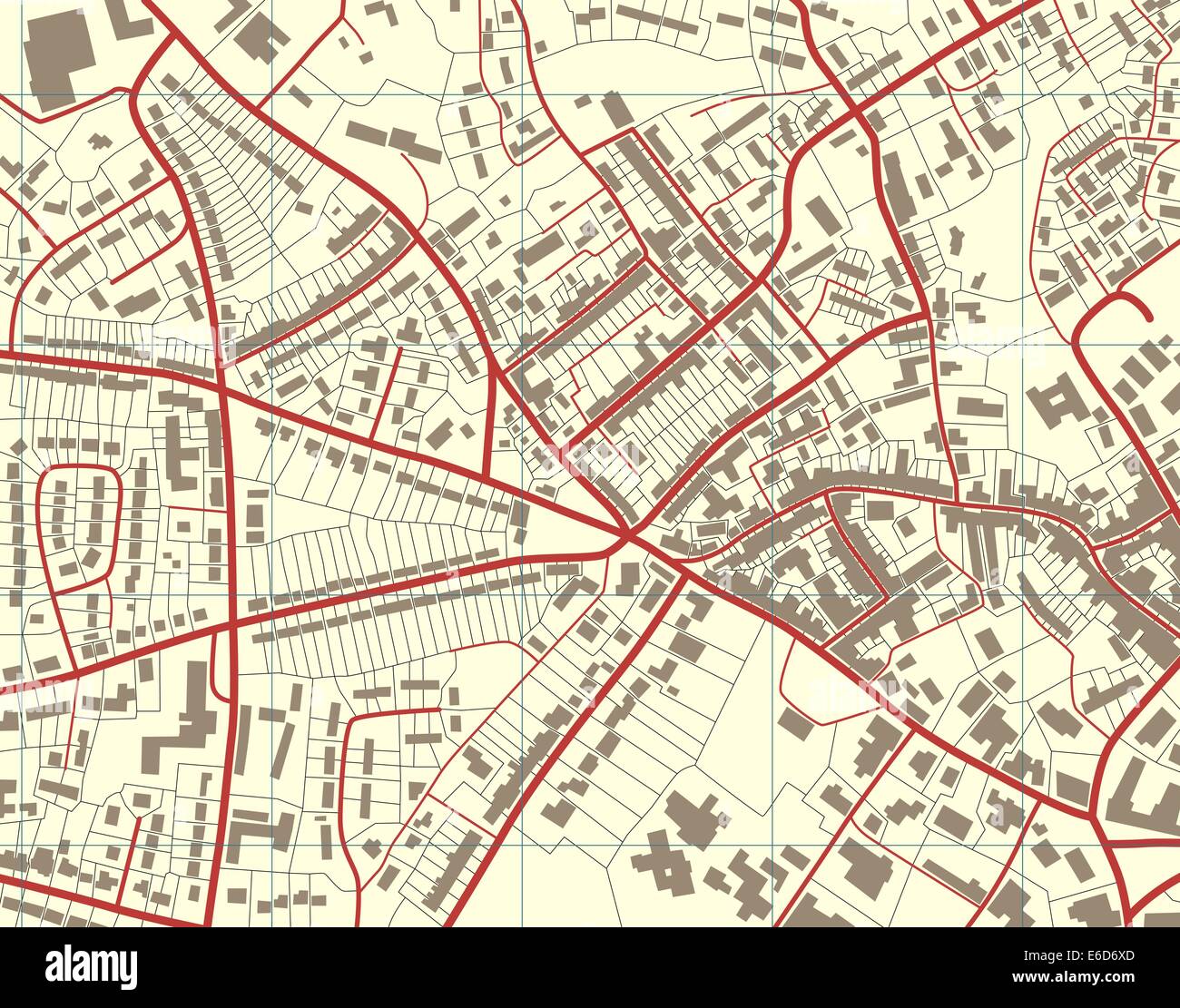 Modificabile illustrazione vettoriale di un generico dettagliata mappa stradale senza nome Illustrazione Vettoriale
