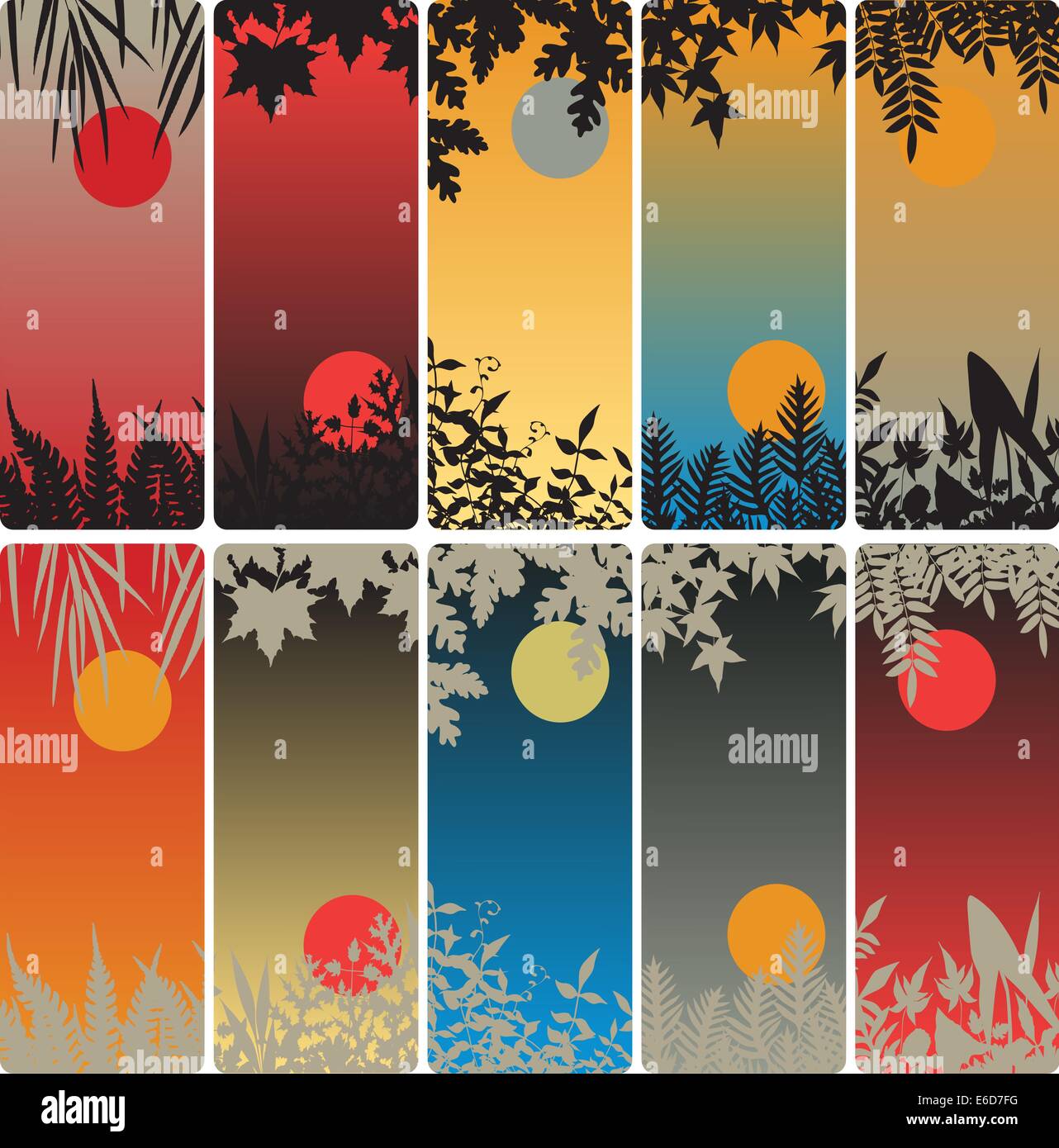 Set di vettoriale modificabile banner verticale di piante Illustrazione Vettoriale