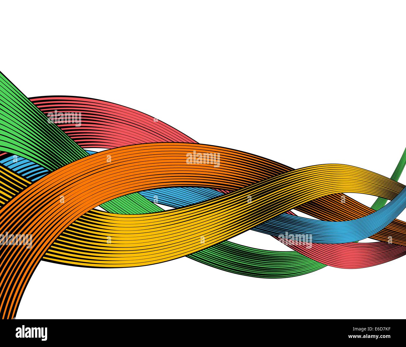 Abstract vettoriale modificabile di design nastri colorati in xilografia style Illustrazione Vettoriale