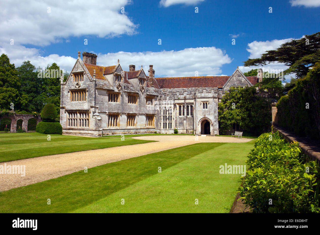 Il fronte sud e ala ovest della casa Athelhampton, Dorset, England, Regno Unito Foto Stock