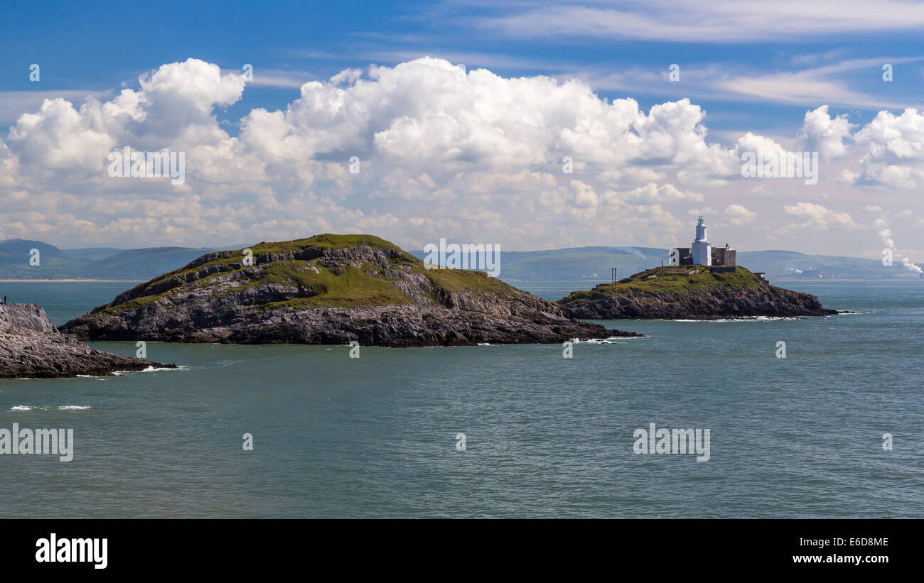 Mumbles punto e del faro dal bracciale Bay Wales UK Europa Foto Stock