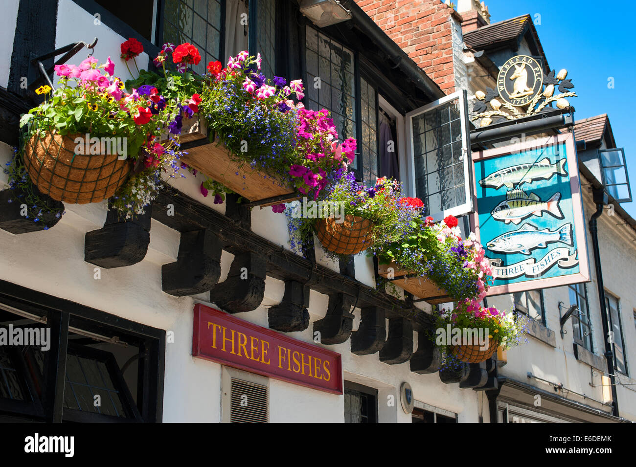 Tre pesci pub, Shrewsbury, Shropshire, Inghilterra. Foto Stock