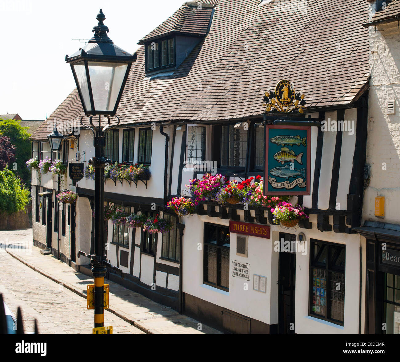 Tre pesci pub, Shrewsbury, Shropshire, Inghilterra. Foto Stock