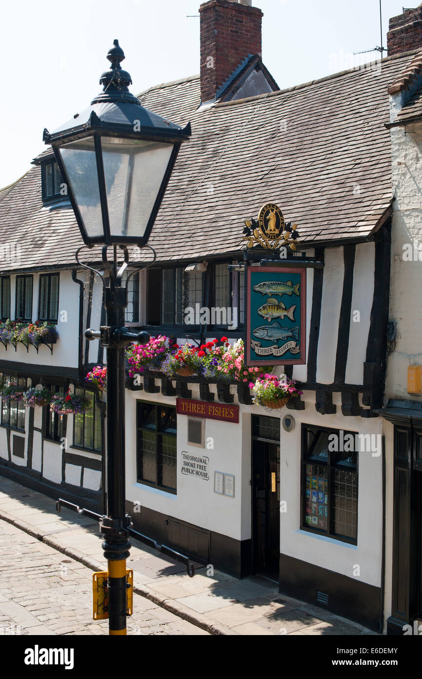 Tre pesci pub, Shrewsbury, Shropshire, Inghilterra. Foto Stock