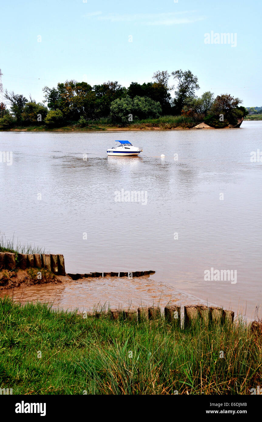 Piccola isola sull'estuario della Gironda, Aquitania, Francia Foto Stock