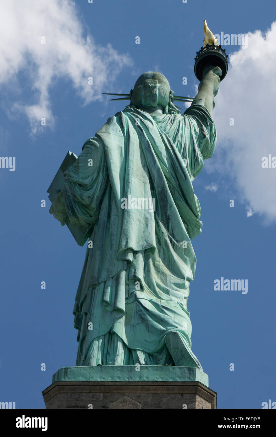 Vista di accappatoi, Statua della Libertà simbolo di American Freedom. Foto Stock