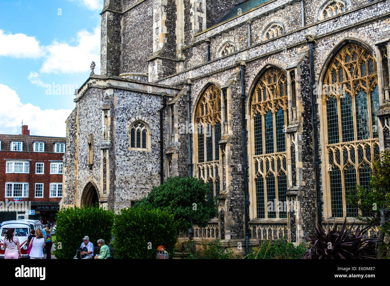 Un livello di dettaglio incredibile della chiesa a Cromer. Foto Stock