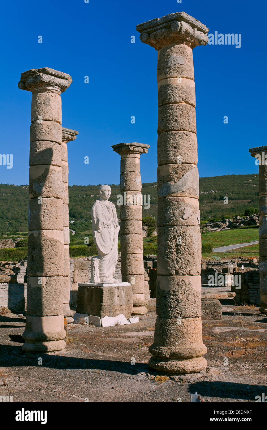 Le rovine romane di Baelo Claudia -2secolo BC- Basilica, Tarifa, Cadice provincia, regione dell'Andalusia, Spagna, Europa Foto Stock
