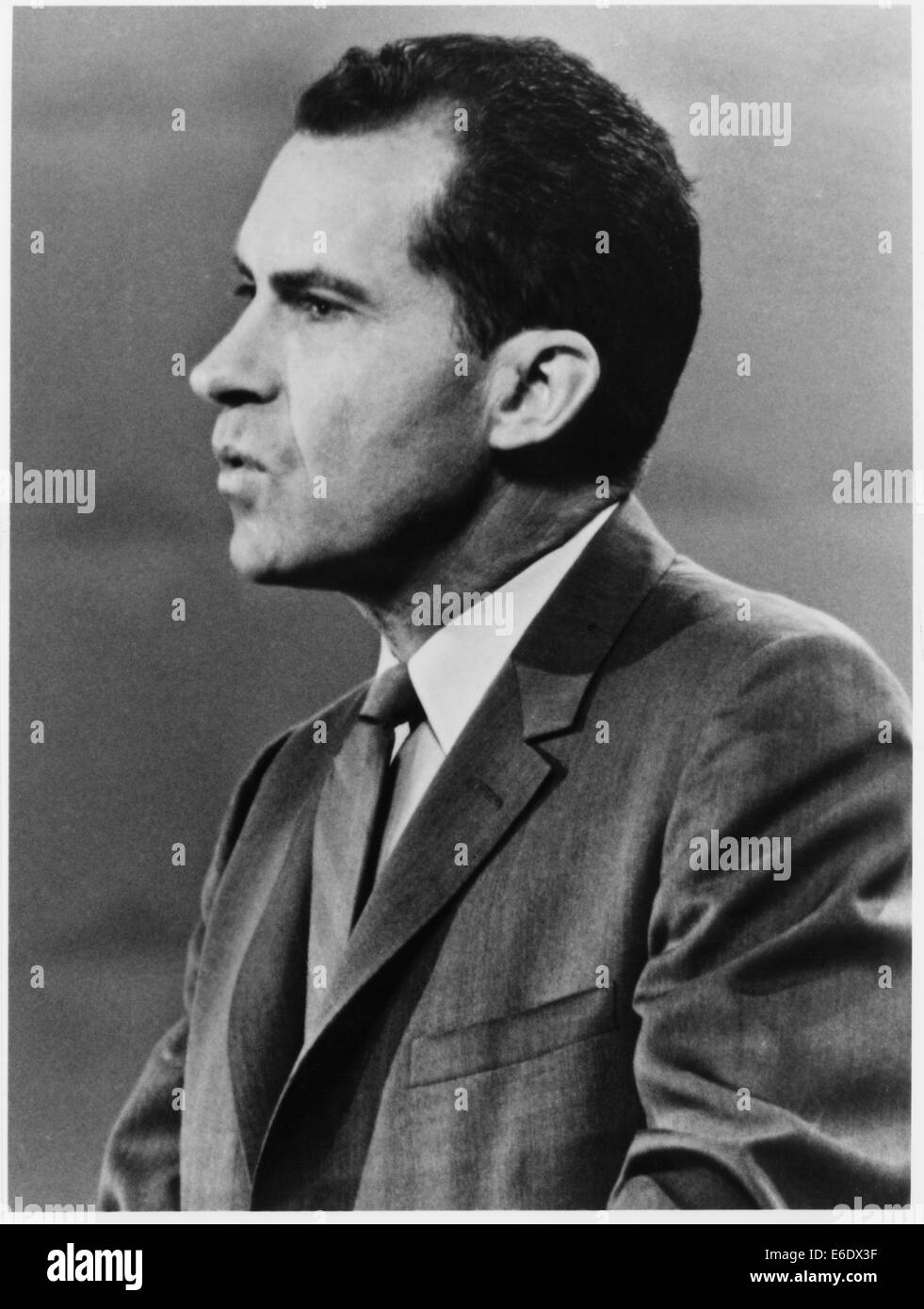 Vice Presidente Richard R. Nixon durante 1960 U.S. Dibattito presidenziale rispetto a John F. Kennedy, Ritratto Foto Stock