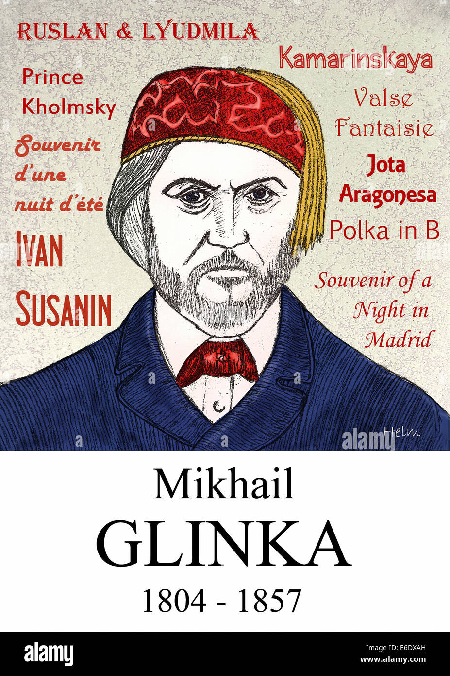 Mikhail Glinka, 1804 - 1857, il compositore russo, ritratto. Foto Stock