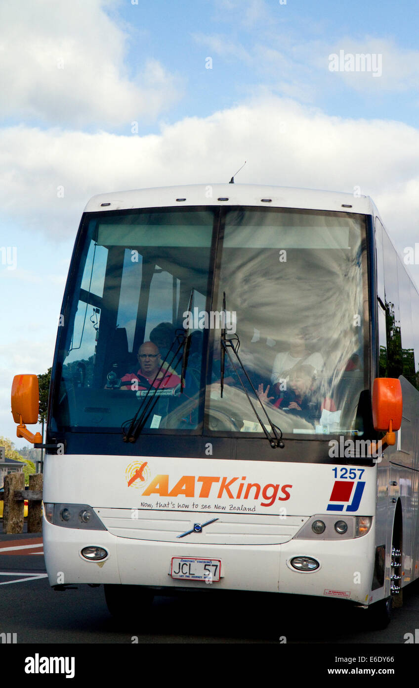 Gita in autobus a Bay of Islands presso la cittadina di Paihia, Isola del nord, Nuova Zelanda. Foto Stock
