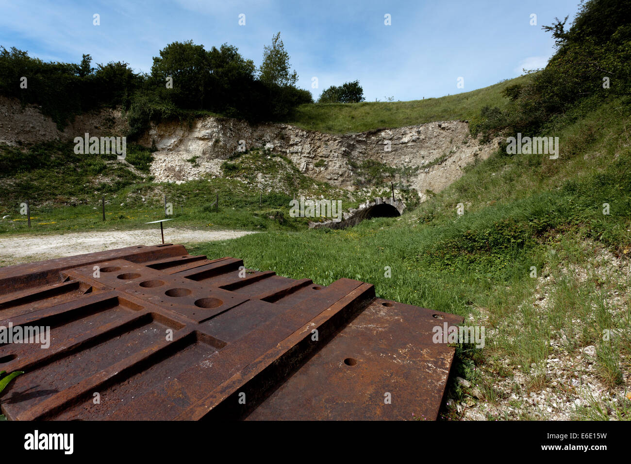 Forteresse de Mimoyecques, segreto base sotterranea per il gigante Nazi V3 super pistola, Pas de Calais, Francia Foto Stock