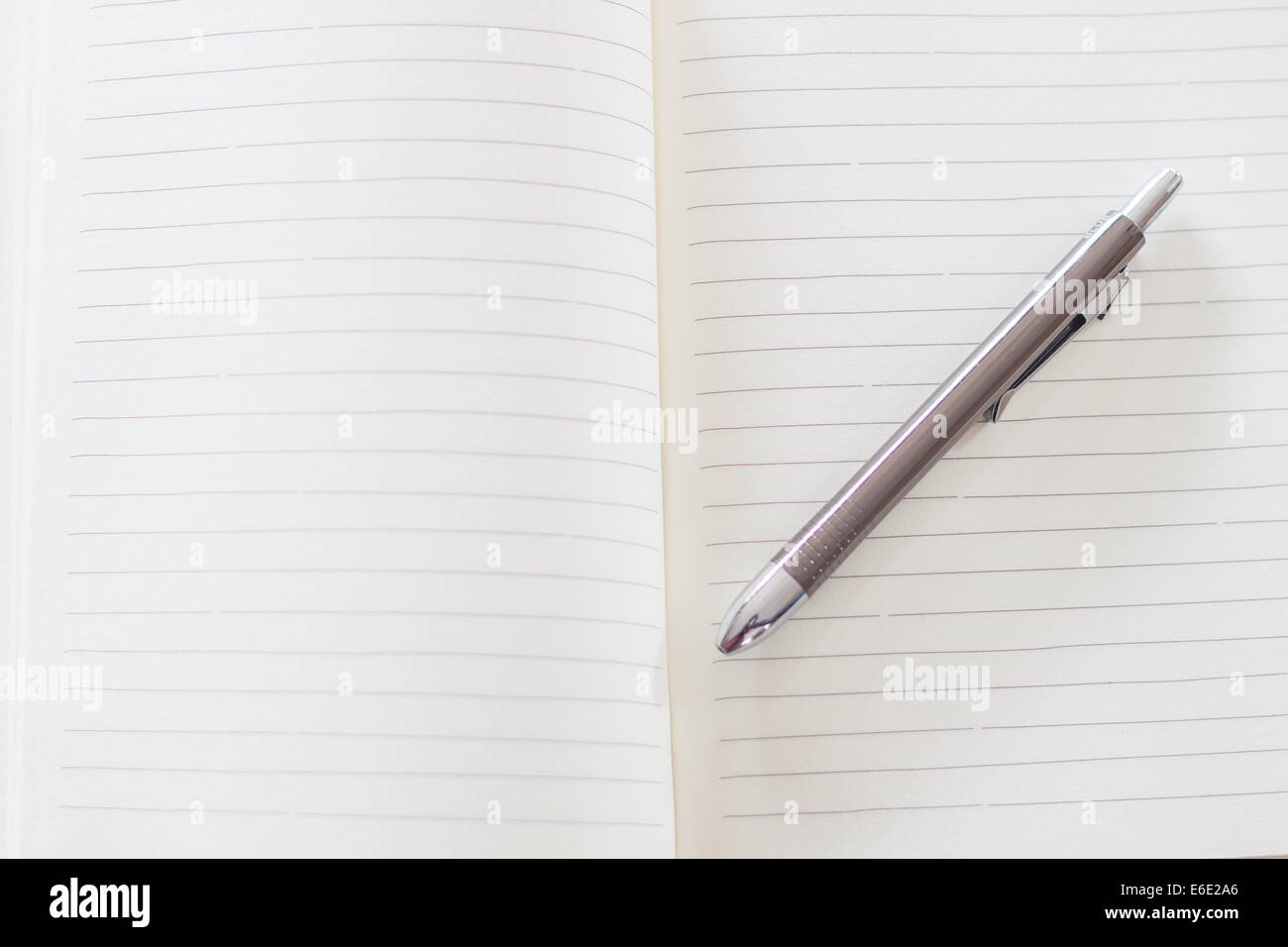 Aprire una casella vuota white notebook e pen , stock photo Foto Stock