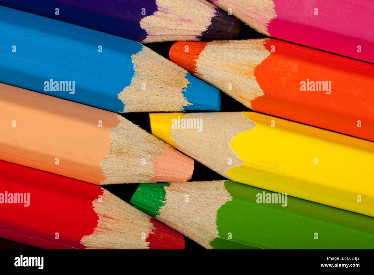 Vista dettagliata del file di matite di colore Foto Stock