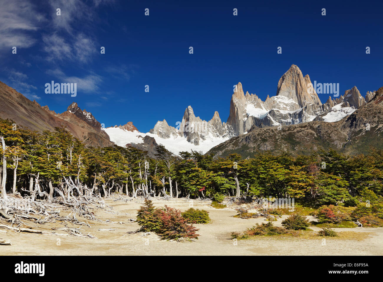 Il monte Fitz Roy, parco nazionale Los Glaciares, Patagonia, Argentina Foto Stock Il monte Fitz Roy, parco nazionale Los Glaciares, Patagonia, Argentina Foto Stock