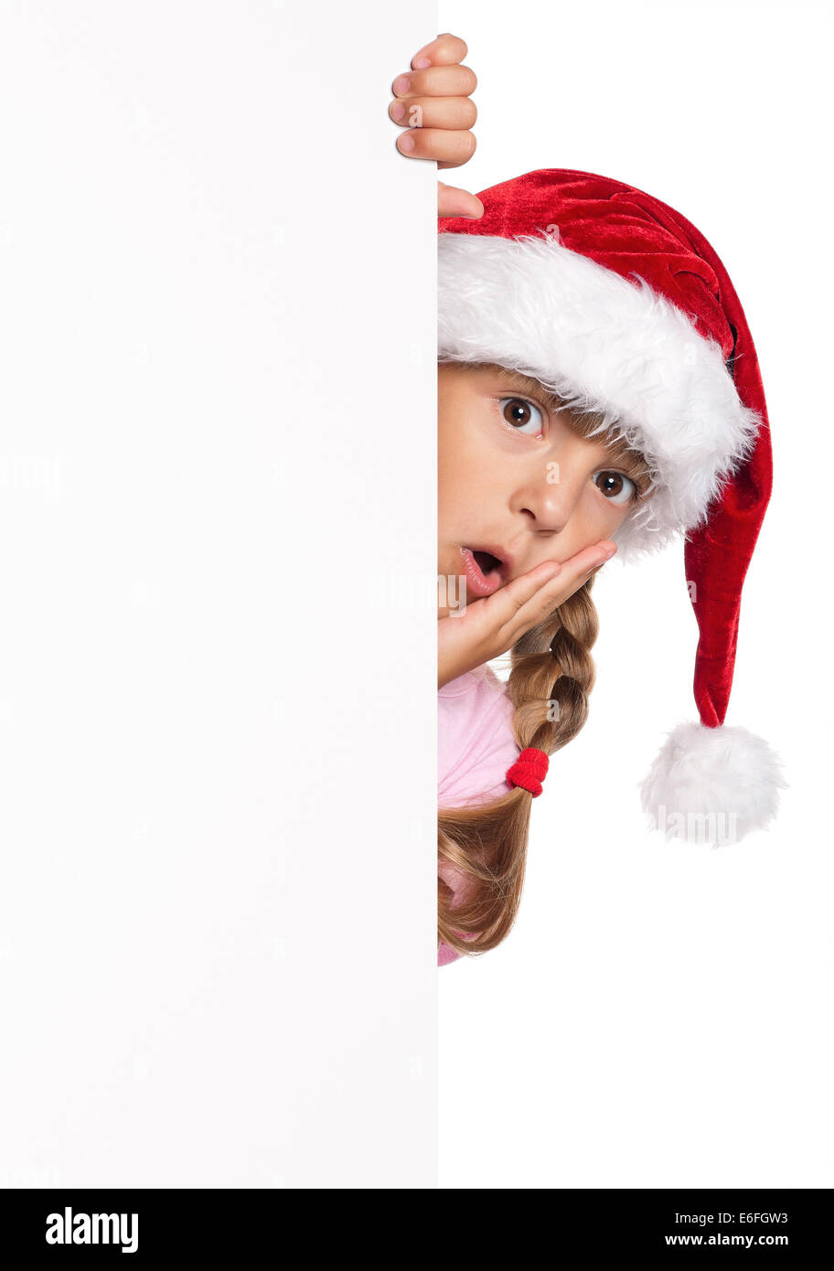 Bambina in Santa hat Foto Stock