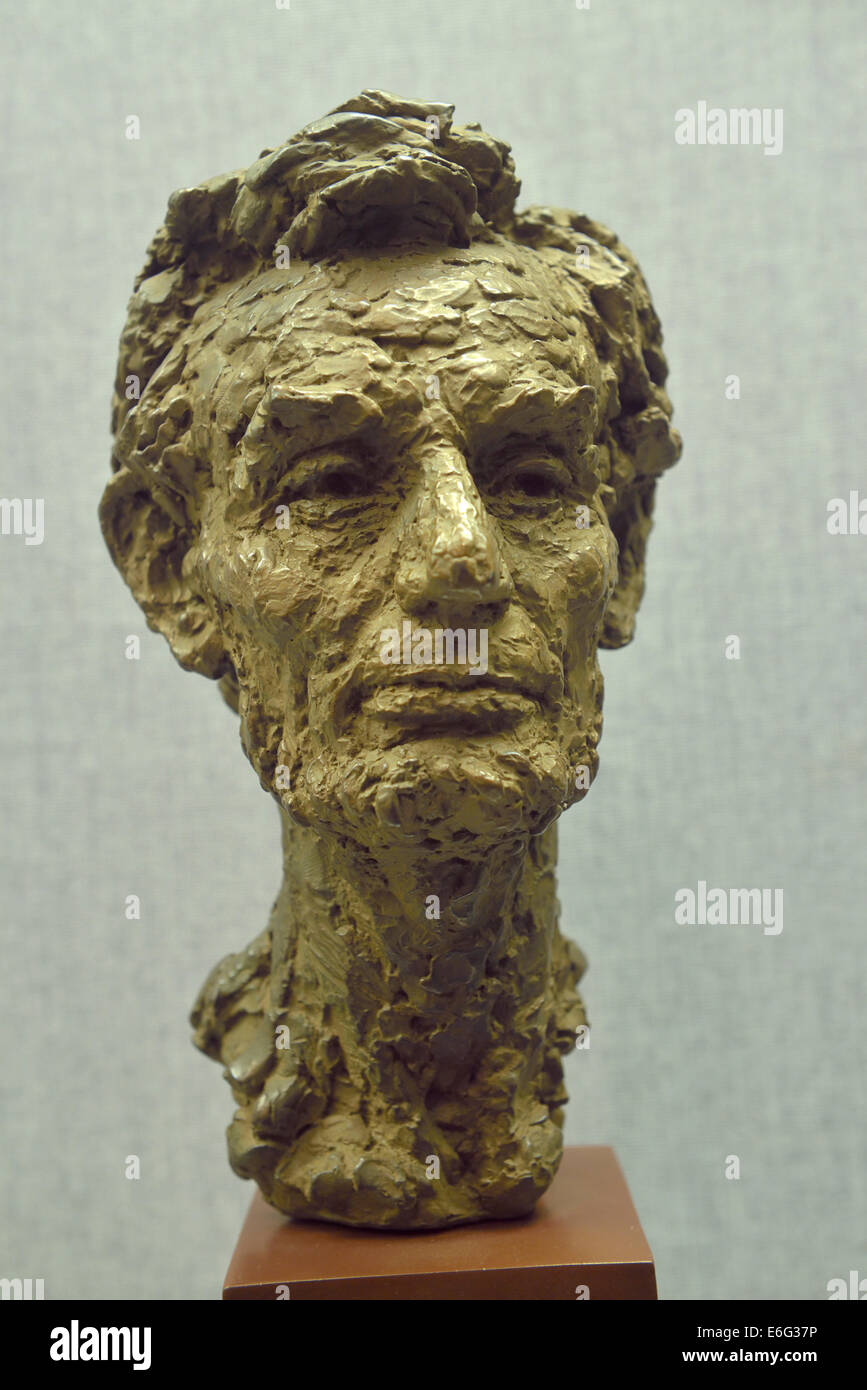 Scultura di testa di Abraham Lincoln presentato al compagno Deng Xiaoping dal governo dello stato dell'Illinois nel febbraio 1979. Foto Stock