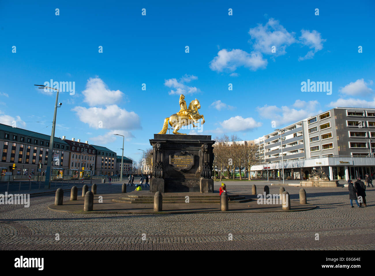 DRESDEN, Germania - gen, 12: La statua di Augusto II il Forte (Golden Rider) a Dresda, in Germania a gennaio 12, 2014 Foto Stock
