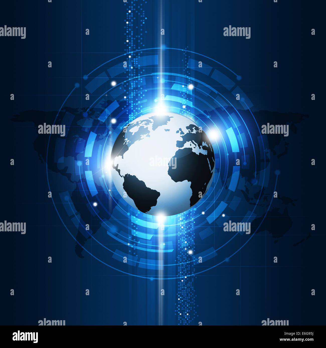 Abstract global business concetto di comunicazione con tecnologia a sfondo blu Foto Stock