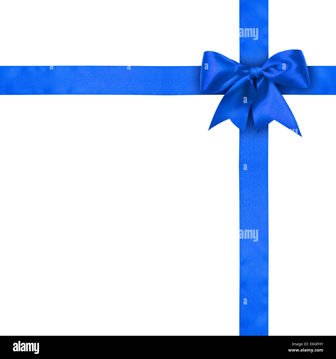 Blue Ribbon bow su sfondo bianco Foto Stock