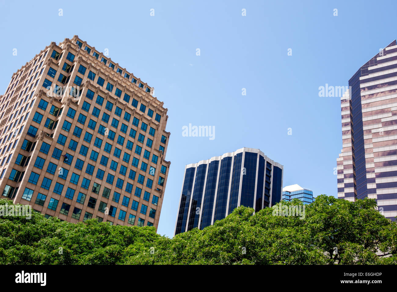 Honolulu Hawaii,Oahu,Hawaiian,Downtown,skyline della città,grattacieli,edifici per uffici,USA,Stati Uniti,Stati Uniti,America Polinesia,HI140325027 Foto Stock