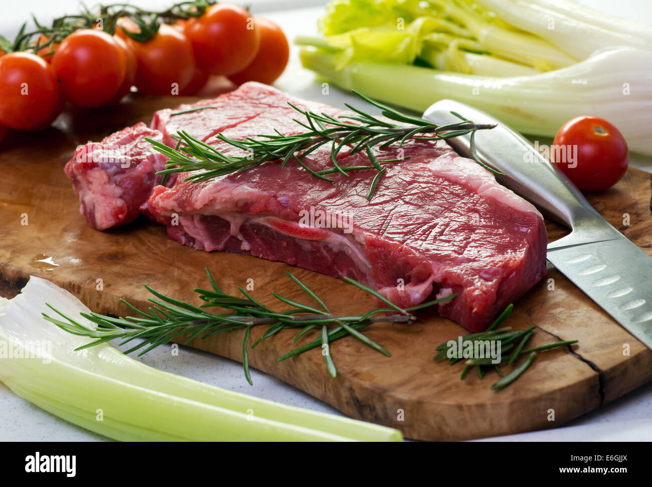 Porzione di non cotti sane magre bistecca di manzo Foto Stock
