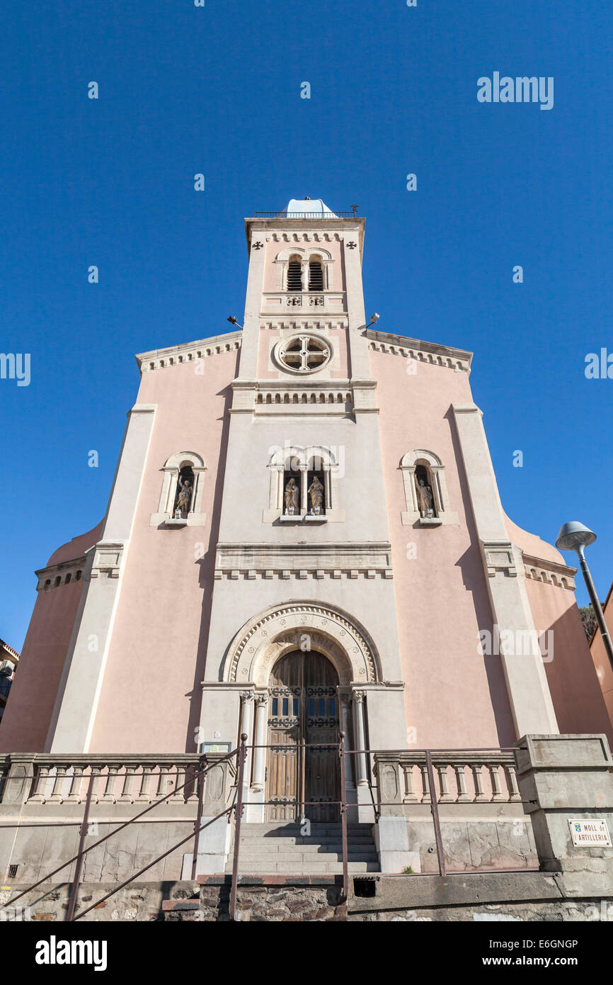 Cattedrale di Notre Dame de Bonne Nouvelle chiesa,Port-Vendres,Languedoc-Roussillon, Francia. Foto Stock