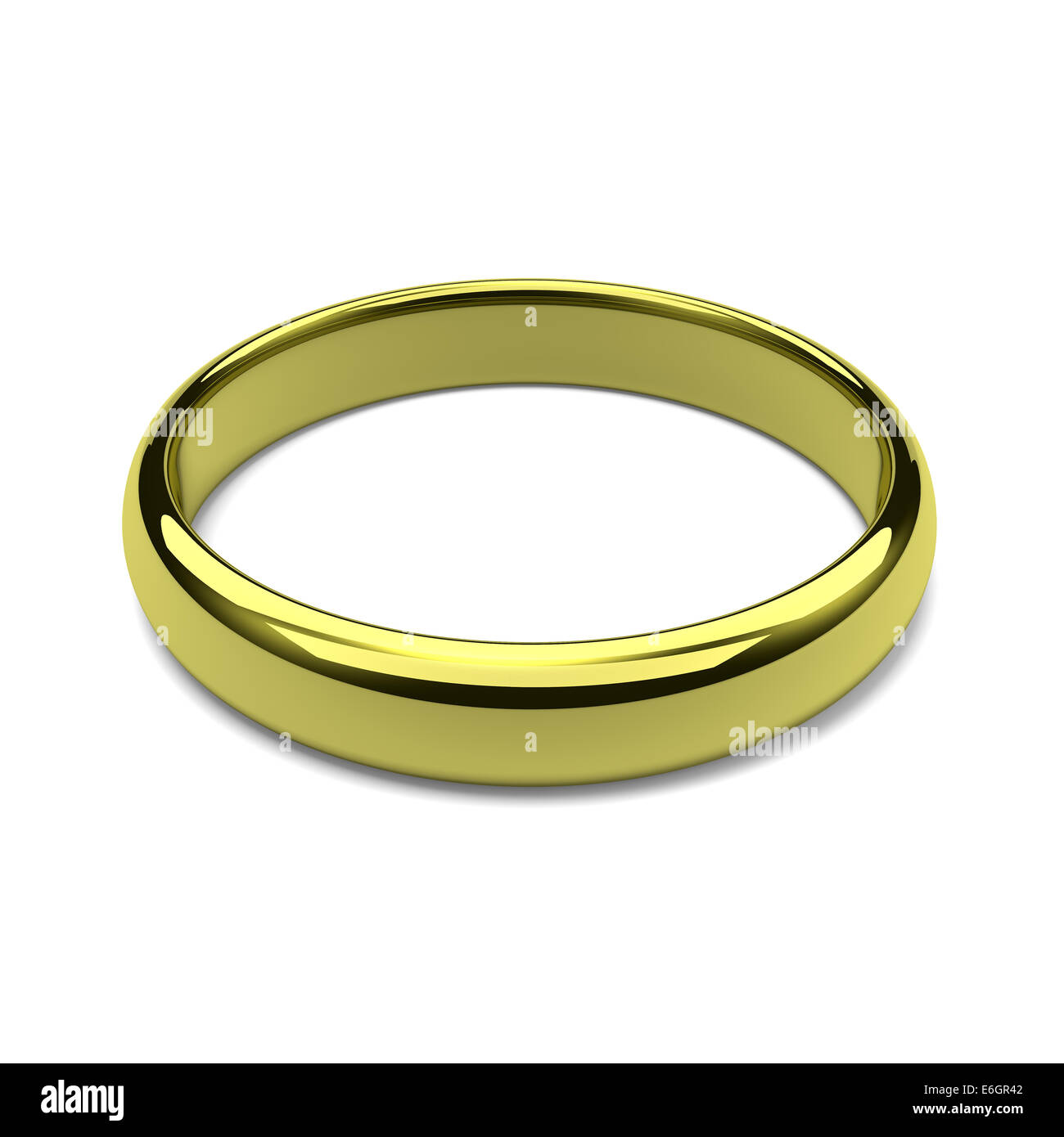 Un unico anello d'oro su sfondo bianco Foto Stock