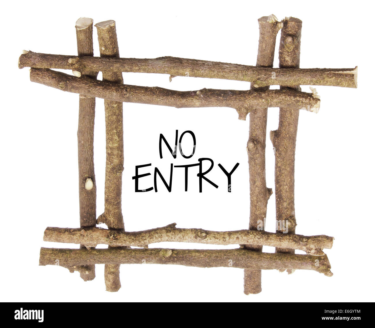 Nessun segno di entrata con ramoscelli Foto Stock