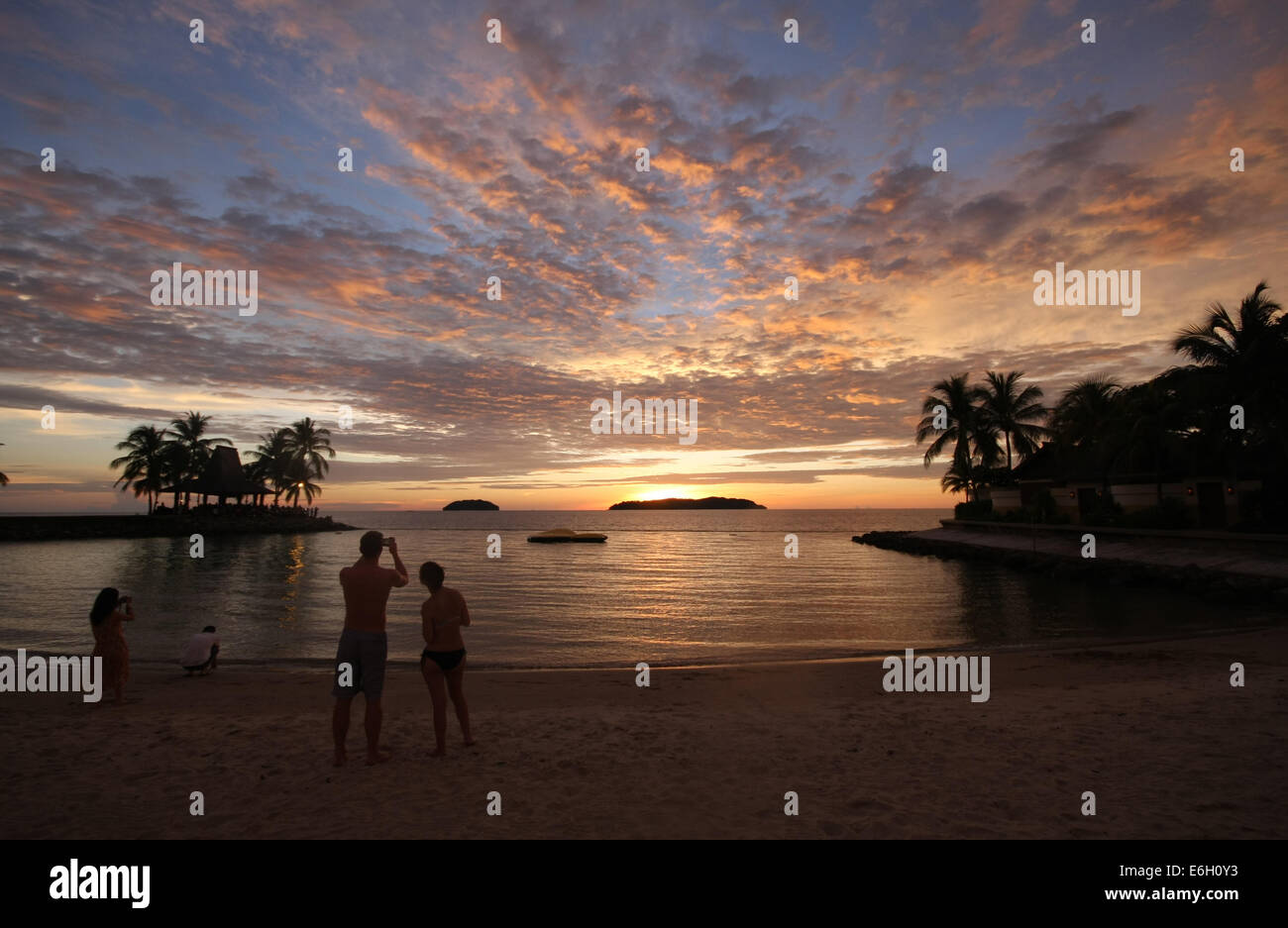 Tramonto a Kola Kinabalu, Borneo Foto Stock