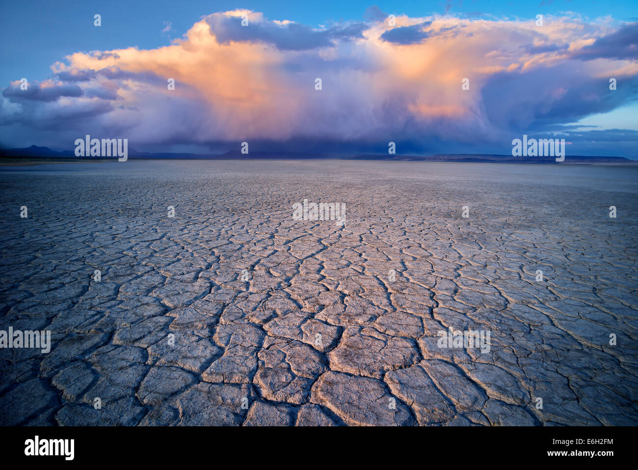 Deserto Alvord e nuvole Harney County, Oregon. Foto Stock