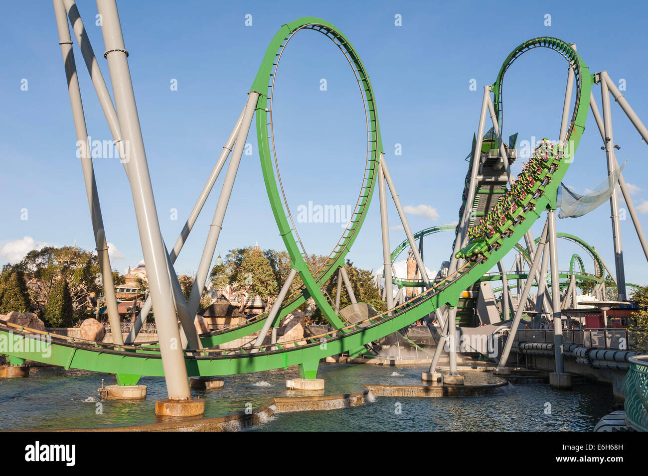The Incredible Hulk Roller Coaster in Marvel Super Hero Isola presso gli Universal Studios Islands of Adventure theme park, Orlando Foto Stock